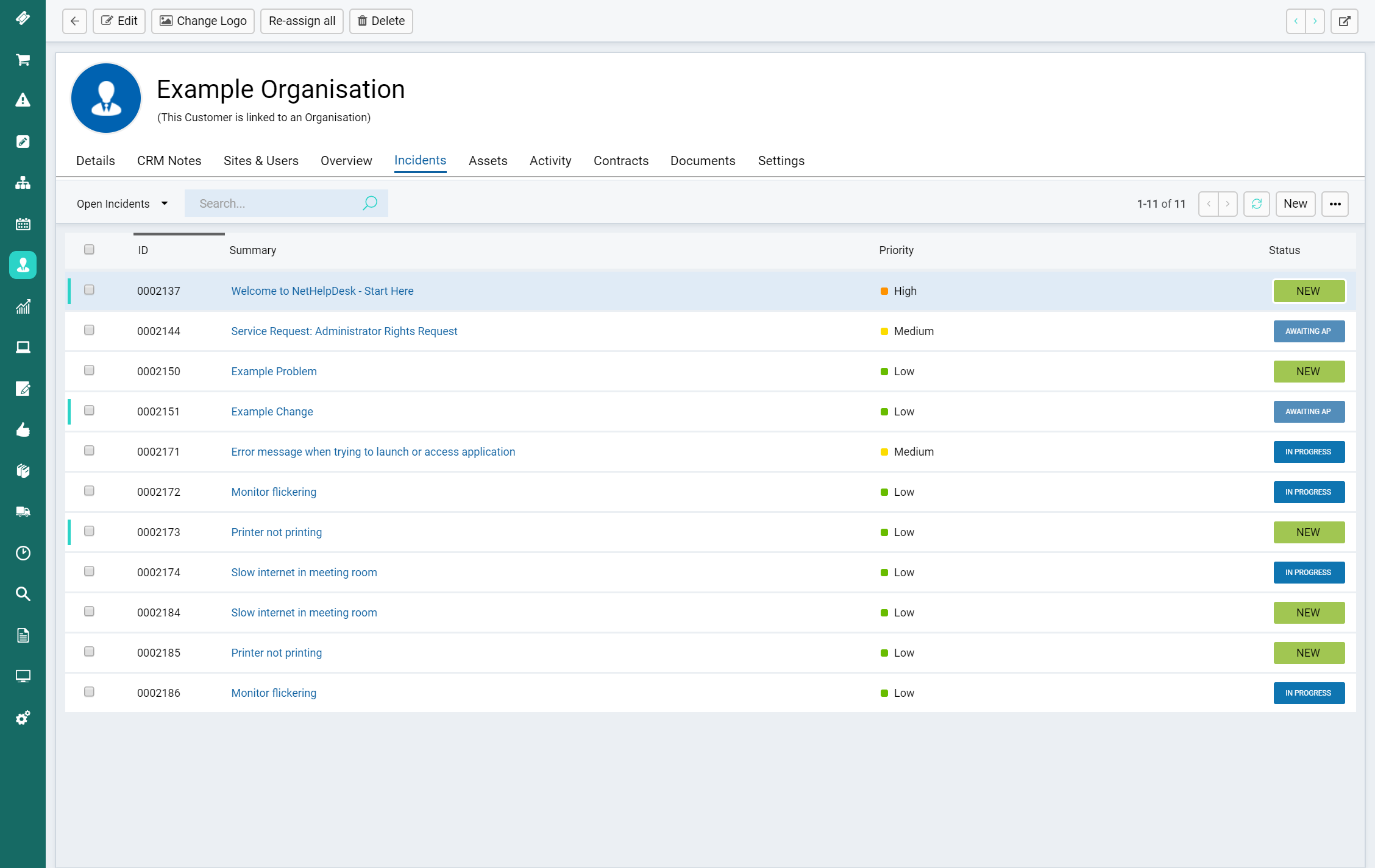 CRM screen showing Act! ITSM integration